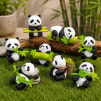 Panda Miniature Figurines - 8 Piece Desk Decor Set