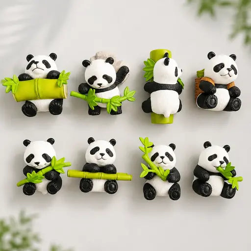 Panda Miniature Figurines - 8 Piece Desk Decor Set